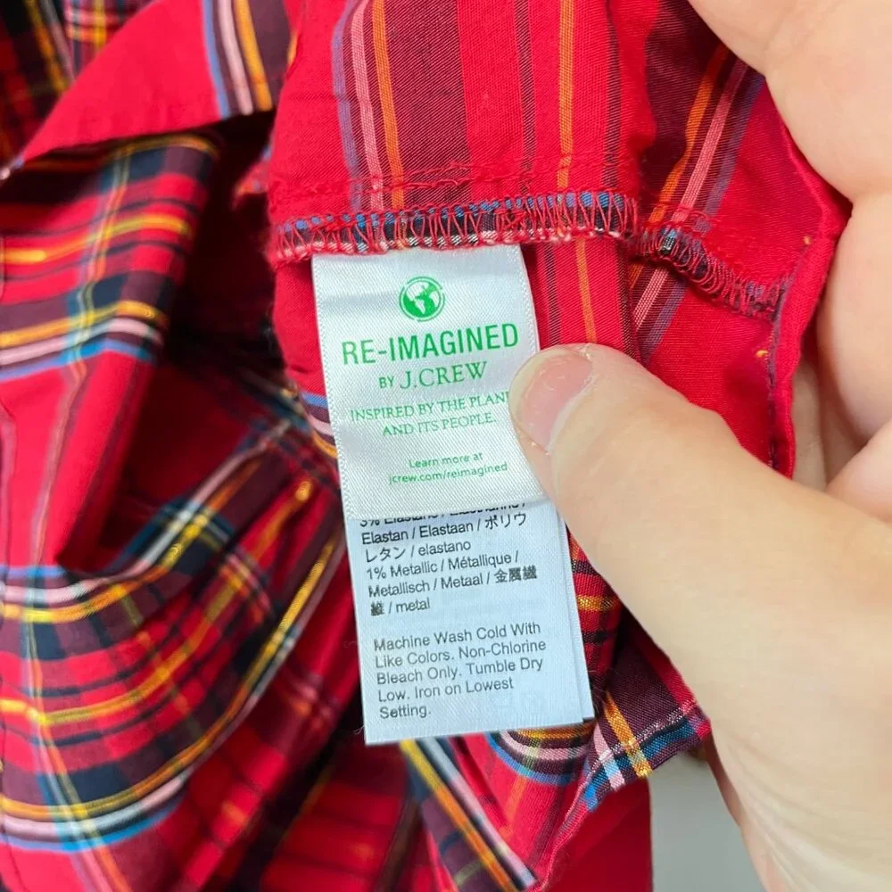 Crwecuts Girls' tiered‎ top in red Stewart tartan- XL